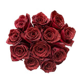 12 Red Long Stem Roses with Red Glitter Bouquet